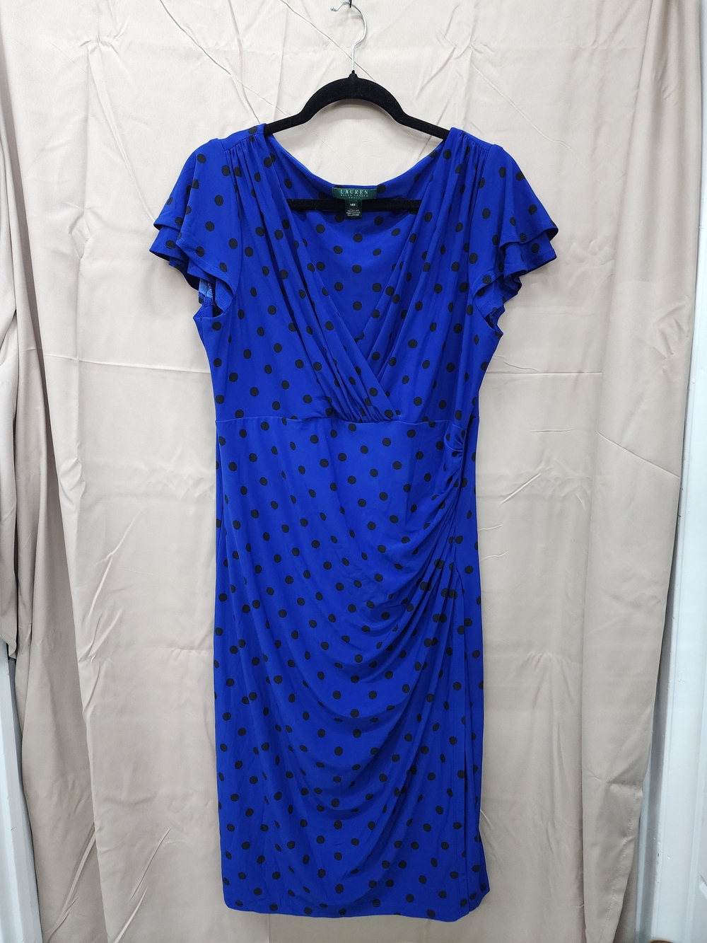 Ralph Lauren Navy Blue Polka Dot Midi Dress Sz 14 Color In Photo Not Accurate